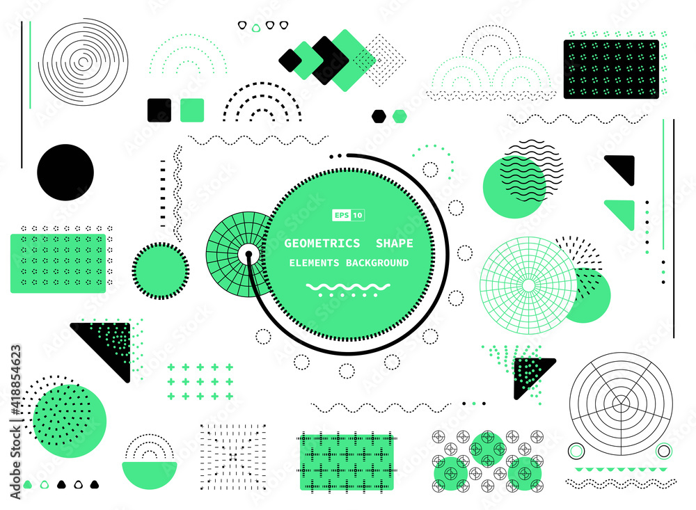 Poster abstract green and black geometric shape of rectangle modern elements form design. lines style of ci