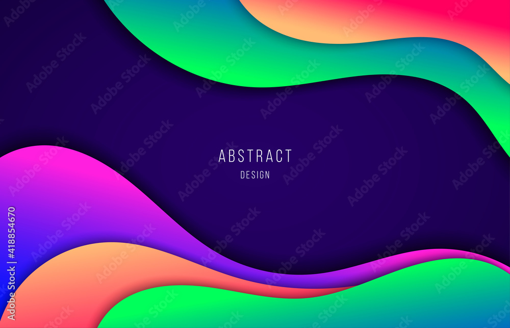 Poster abstract gradient colors design of fluid template style artwork. movement style of wavy pattern back