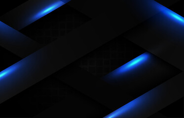 Abstract blue tech design of aluminium line pattern template. Overlapping with glitters style of light crossing background. illustration vector