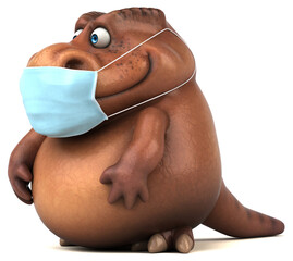 Fun 3D cartoon Dinosaur with a mask © Julien Tromeur