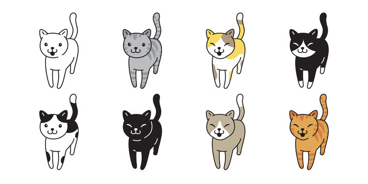 cat vector kitten calico icon pet breed cartoon character symbol illustration doodle design
