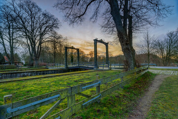 Lock at Kluvensiek of the Old Eider Canal, predecessor of the Kiel Canal. 