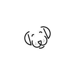 simple funny dog face logo with outline