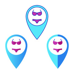 Set of swimming pin icons