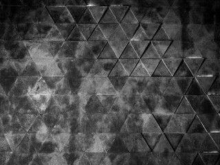 Dark grunge geometric wall background.