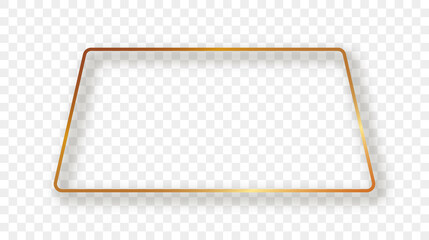 Gold glowing rounded trapezoid shape frame with shadow