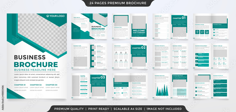 Wall mural bifold brochure template design with clean style and minimalist concept and modern layout use for bu