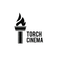 torch film cinema movie logo icon design