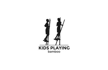 Logo kids playing bamboo