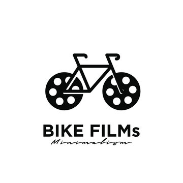 bike films Studio Movie Video Cinema Cinematography Film Production logo design vector icon illustration Isolated White Background