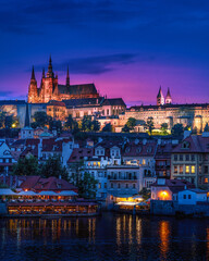 Obraz premium Prague landscape with view of Vltava river and St. Vitus Cathedral