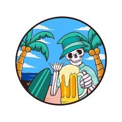 skull summer beach vector art