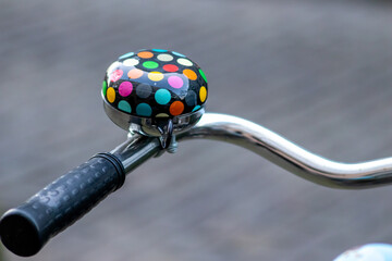 Obraz premium Beautiful bike bell shows love for cycling and sustainable mobility like bike sharing and environmental friendly emission free mobility with riding a bike as outdoor sport and recreation activity