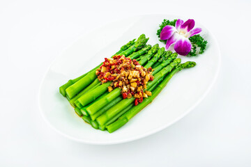 Chinese dish with garlic and asparagus