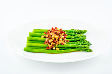 Chinese dish with garlic and asparagus