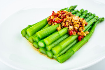 One dish of fried asparagus