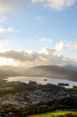 Fototapeta premium Beautiful sunny landscape over a valley in the Lake District, UK, England 