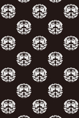 平安有職文様_鳳凰牡丹丸（ほうおうぼたんのまる）02_壁紙・白黒