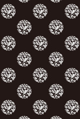 平安有職文様_鳳凰唐花丸（ほうおうからはなのまる）03_壁紙・白黒