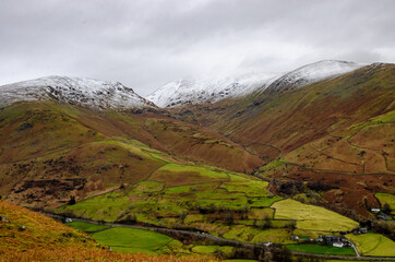 Winter view of Grasmere nature in Lake District, United Kingdom 