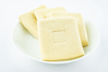 Teochew dried tofu on white background