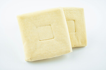 Teochew dried tofu on white background