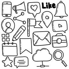 Social Media Doodle Icon Set