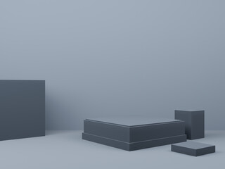 3D gray geometric stage podium
