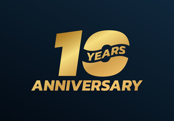 10 years anniversary logo design. 10th birthday celebration icon or badge. Vector illustration.