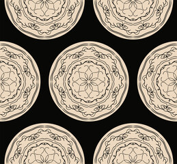 classic mandalas seamless pattern black ivory shades