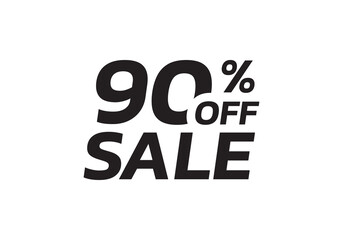 90 percent price off icon, label or tag for sale. Discount badge or sticker design. Vector illustration.