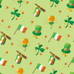Saint Patrick s Day seamless pattern. Holiday Vector Illustration Background