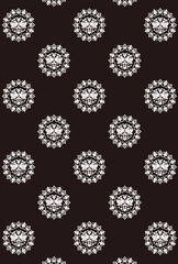 平安有職文様_鴛鴦唐花丸（えんおうからはなのまる）_壁紙・白黒