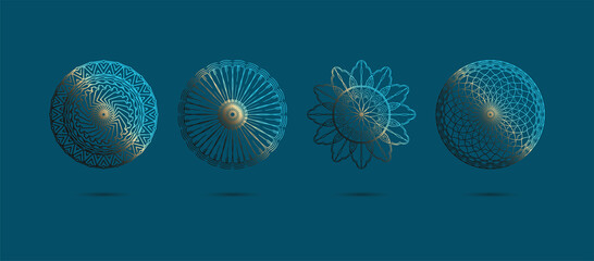 floating mandalas set metal blue shades