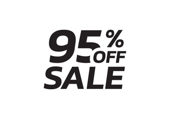 95 percent price off icon, label or tag for sale. Discount badge or sticker design. Vector illustration.