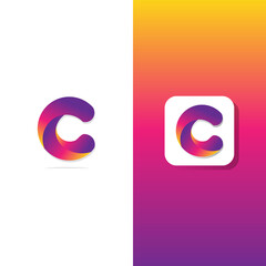 Abstract C Letter Logo Design, Glossy Effect