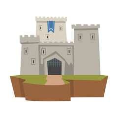 Stone Castle or Fortress as Ancient Architecture from Middle Ages Vector Illustration