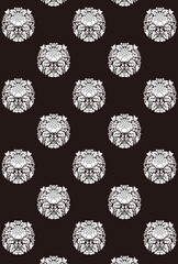 平安有職文様_瑞草に蝶丸（ずいそうにちょうのまる）_壁紙・白黒