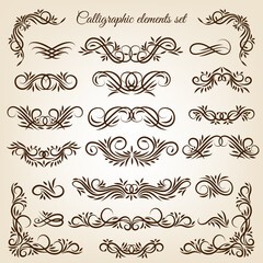 Vintage calligraphic swirl ornaments set