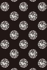 平安有職文様_猛獣唐草丸（もうじゅうからくさのまる）_壁紙・白黒