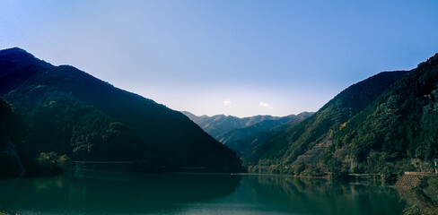 lake in the mountains in japan
