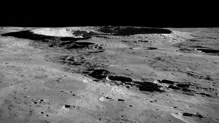 Moon surface, lunar landscape with impact crater  © dottedyeti