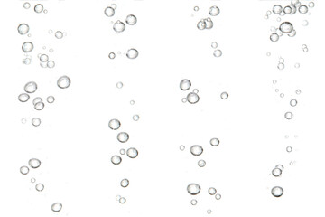 Fototapeta na wymiar set water bubble black oxygen air, in underwater clear liquid with bubbles flowing up on the water surface, isolated on a white background