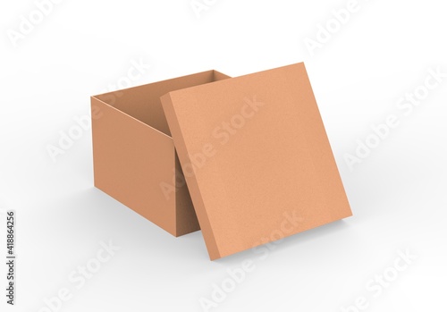 Download Brown Square Cardboard Packaging Box Mockup Kraft Paper Box Mock Up Template On Isolated White Background 3d Illustration Wall Mural Devrawat21