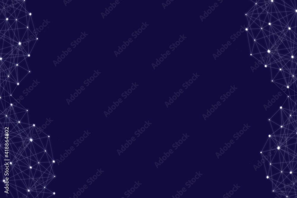 Wall mural internet connection mesh, on a dark blue background. abstract geometric background with connected do