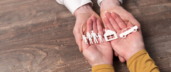 Concept of life, home and auto insurance