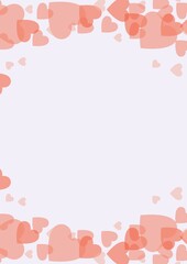 Red hearts forming frame with copy space on white background