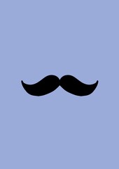 Illustration of black moustache with copy space on blue background