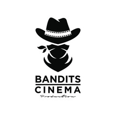 cowboy bandit western logo icon design