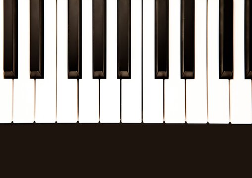 Illustration of piano keyboard and black stripe with copy space